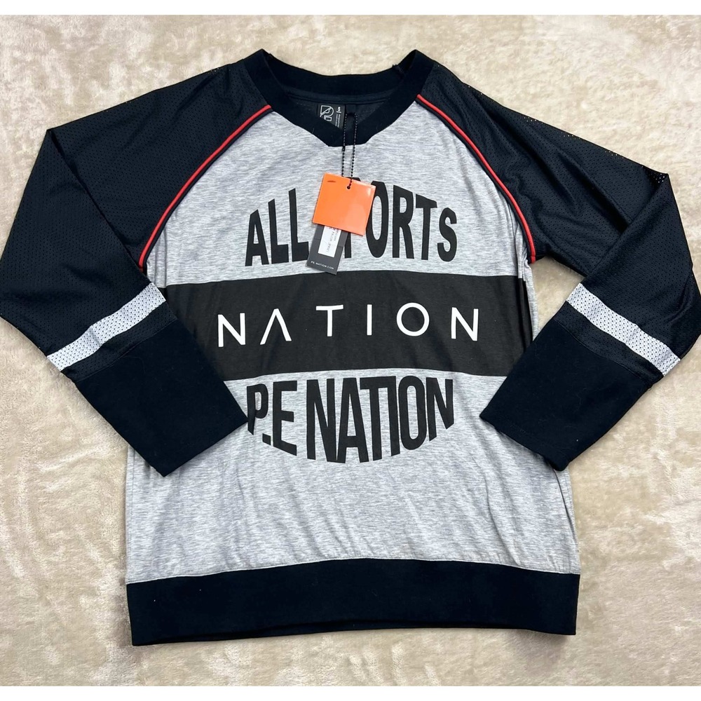 PE Nation Blue Falcon Jersey Grey Marl Long Sleeve Mesh Top 18PE1L099 Small